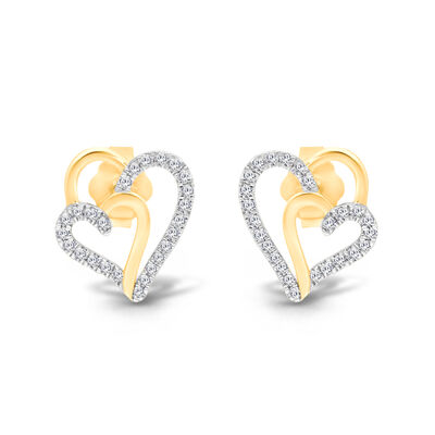 Diamond 3/10ctw. Heart Earrings in 14k Two Tone Gold